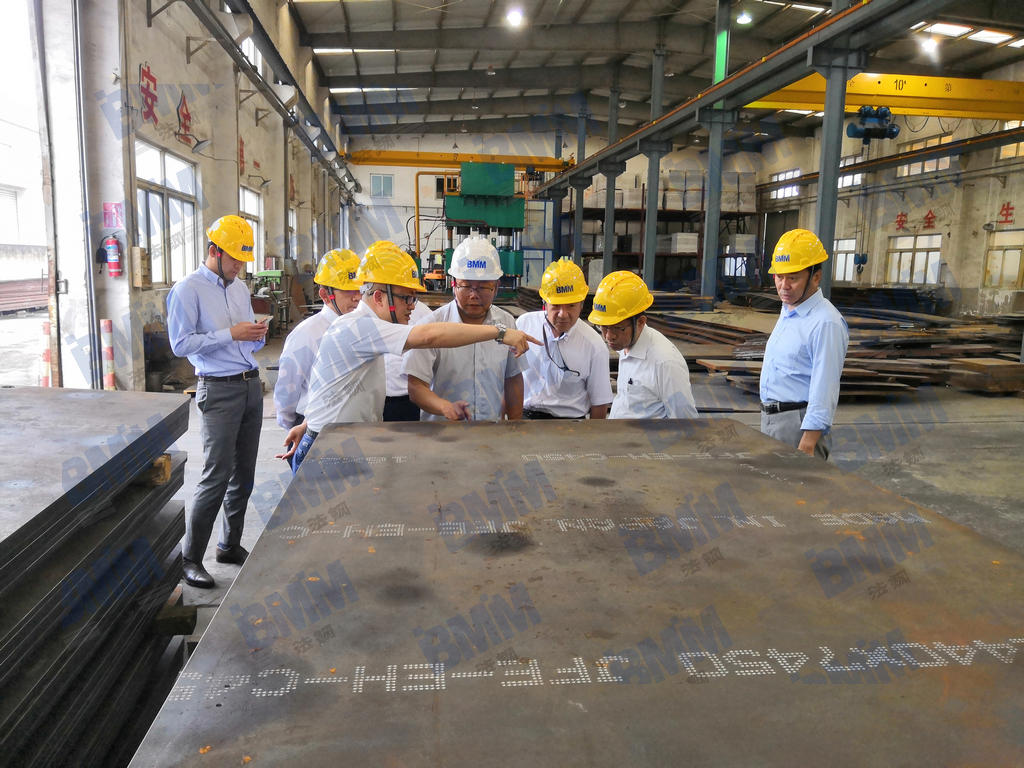 法鋼相關(guān)部門(mén)負(fù)責(zé)人陪同JFE鋼鐵高層在廠(chǎng)區(qū)內(nèi)參觀(guān)3